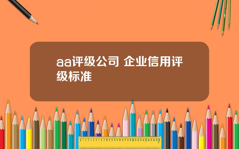 aa评级公司 企业信用评级标准